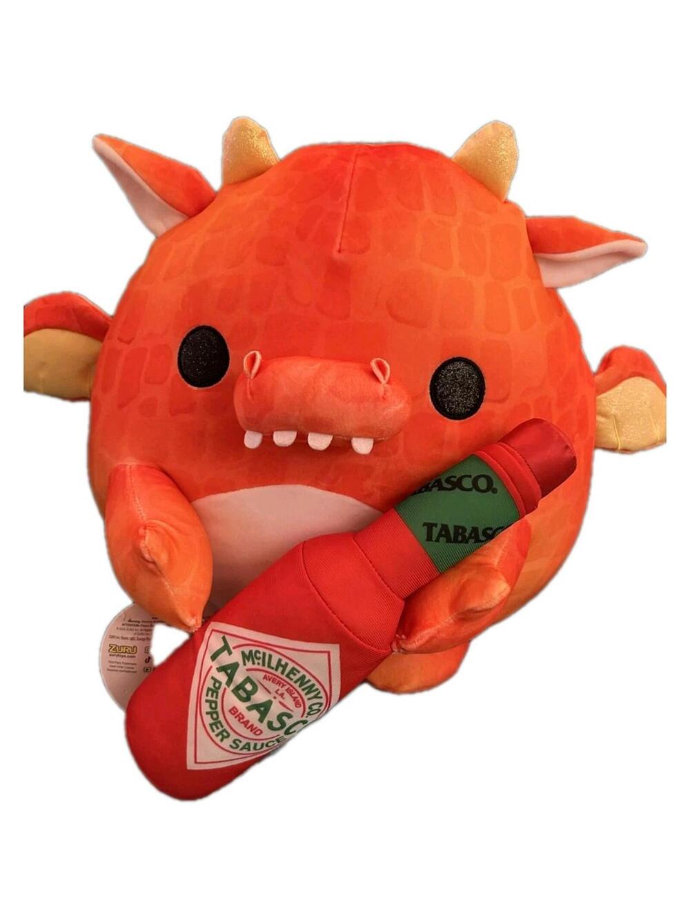 Zuru Snackles Ultra-soft Plush Toy Felix the Dragon Tabasco Hot Pepper Sauce 14"